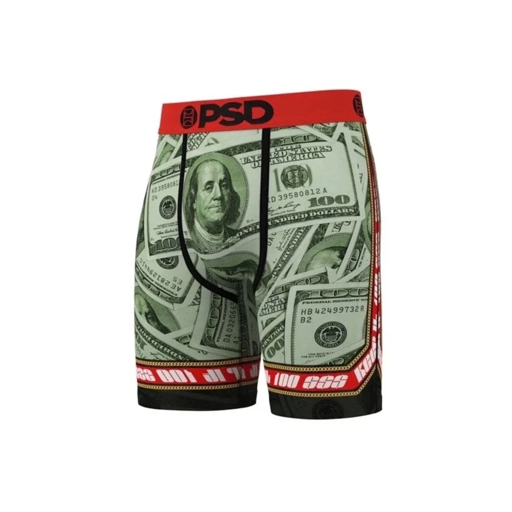 PSD Underwear Mens 3-Pack Premium Boxer Briefs Make Bank Money XL 7in Inseam